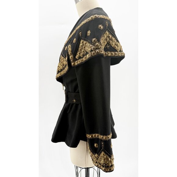 Vintage Collection Western Wear Black Embellished Gold Jacket Sz M - Picture 4 of 8